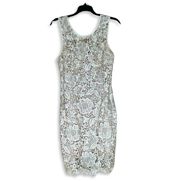 Soieblu Dresses & Skirts - Soieblu Lace Midi Sleeveless Sheath Dress Cream Blush Size Medium